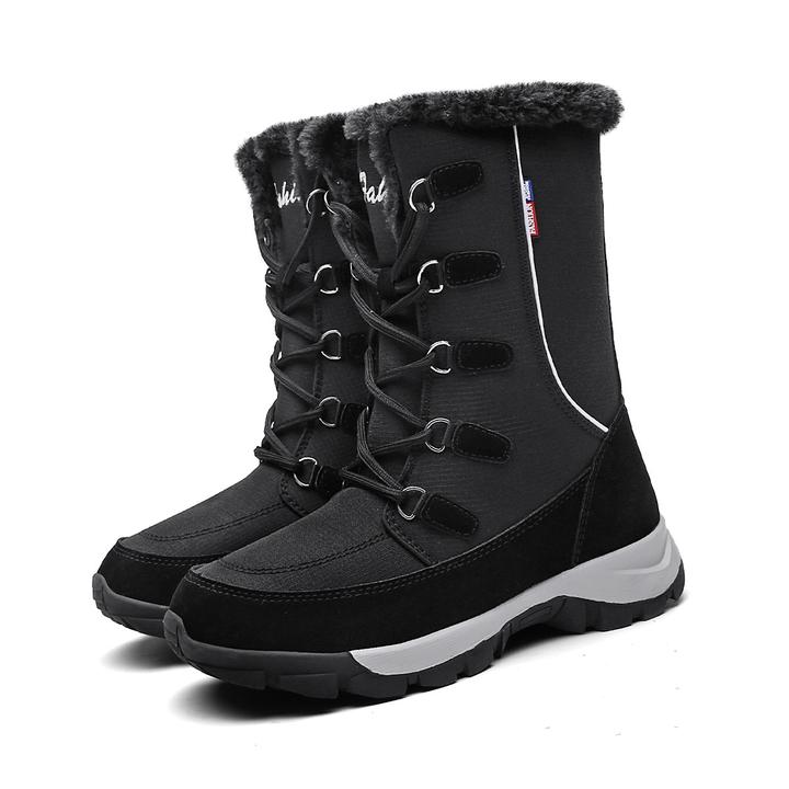 Bottes de Neige Femme Imperméables Montantes – à Lacets et Fourrure