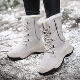 Bottes de Neige Femme Imperméables Montantes – à Lacets et Fourrure