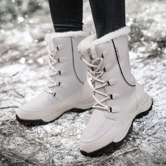 Bottes de Neige Femme Imperméables Montantes – à Lacets et Fourrure