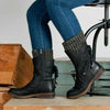 Bottes Mi-Mollet Femme Style Vintage – Bottes d'Hiver à Lacets et Détails Tricot