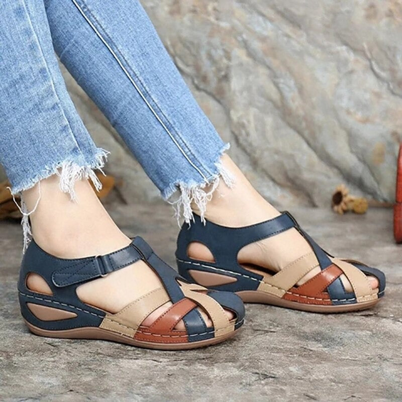 Sandale randonnée femme lanières tressées Evalinne - coloris bleu