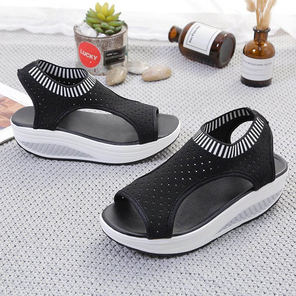 Sandales compensées femme respirantes – sandales de marche sport mesh