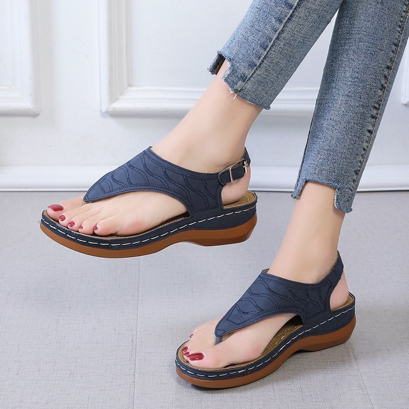 Sandales entre-doigts femme compensées – nu-pieds confort ajustables