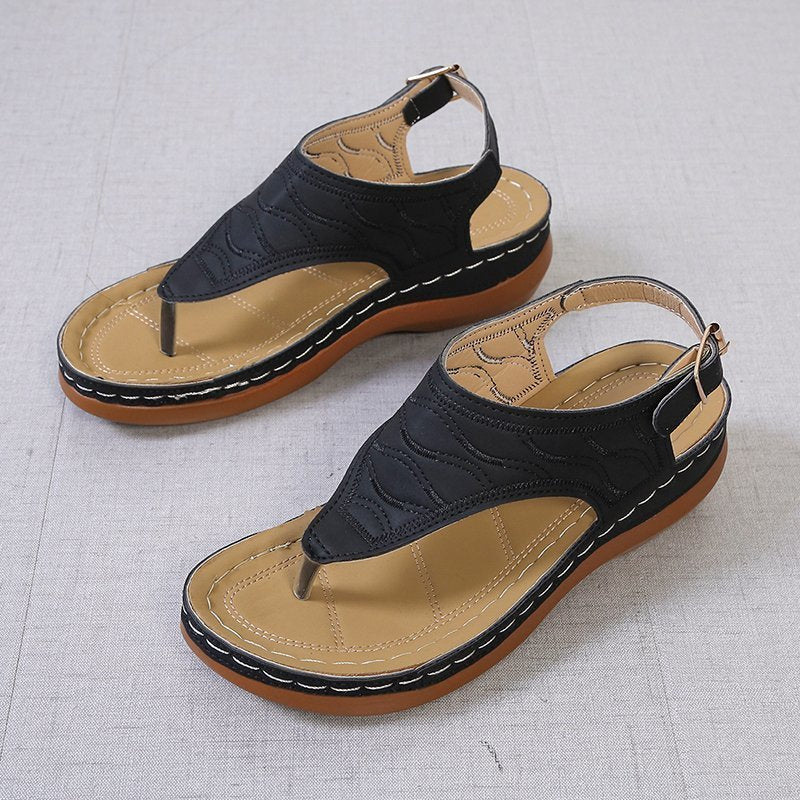 Sandales entre-doigts femme compensées – nu-pieds confort ajustables