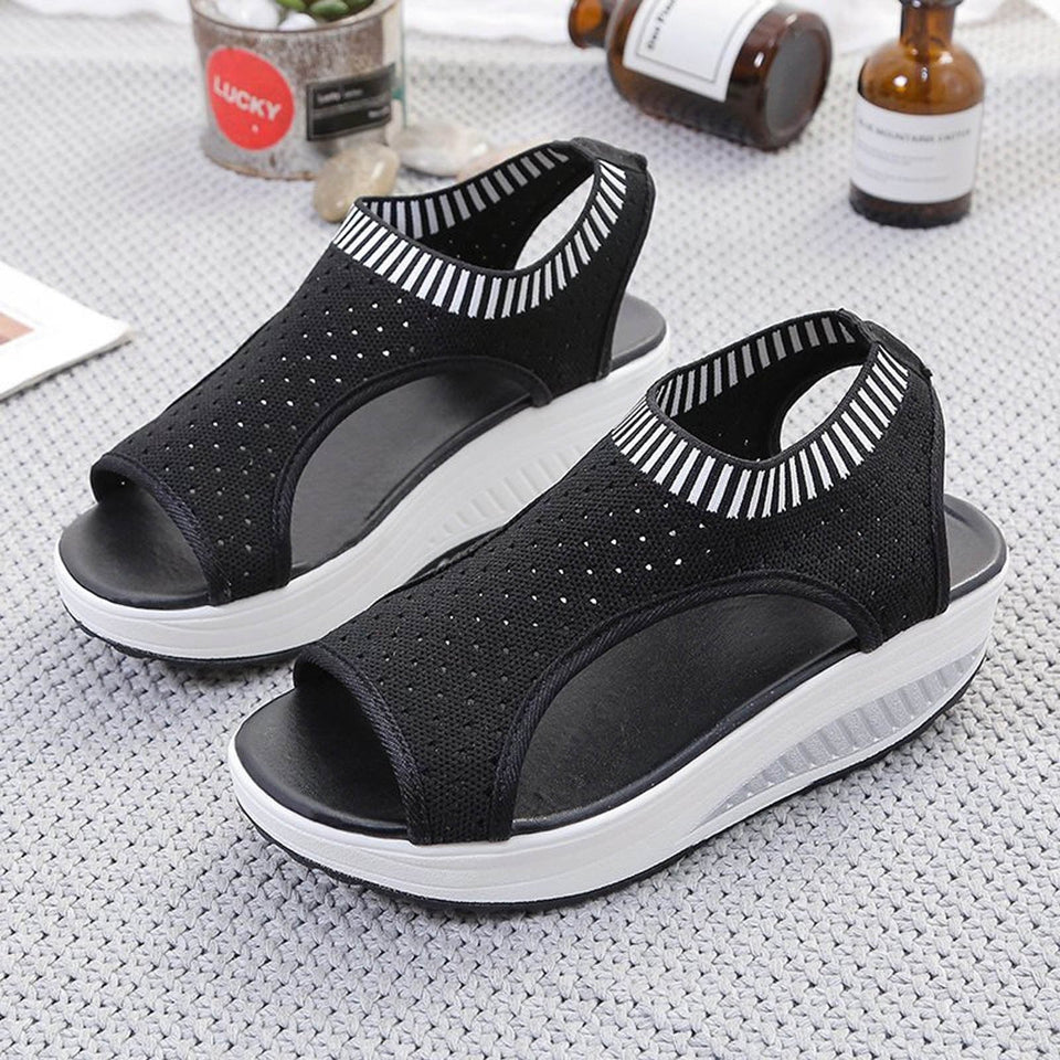 Sandales compensées femme respirantes – sandales de marche sport mesh