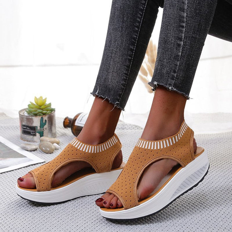 Sandales compensées femme respirantes – sandales de marche sport mesh