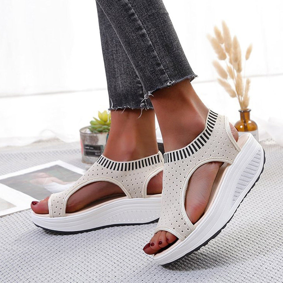 Sandales compensées femme respirantes – sandales de marche sport mesh
