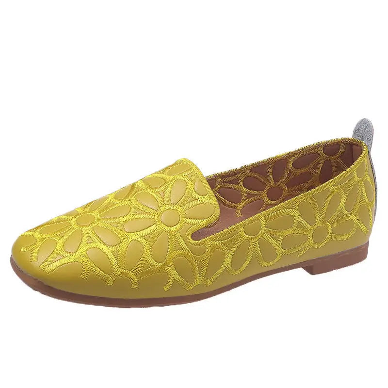 Ballerine plate femme ajourée broderie florale artisanale printemps été élégante confort premium mode française