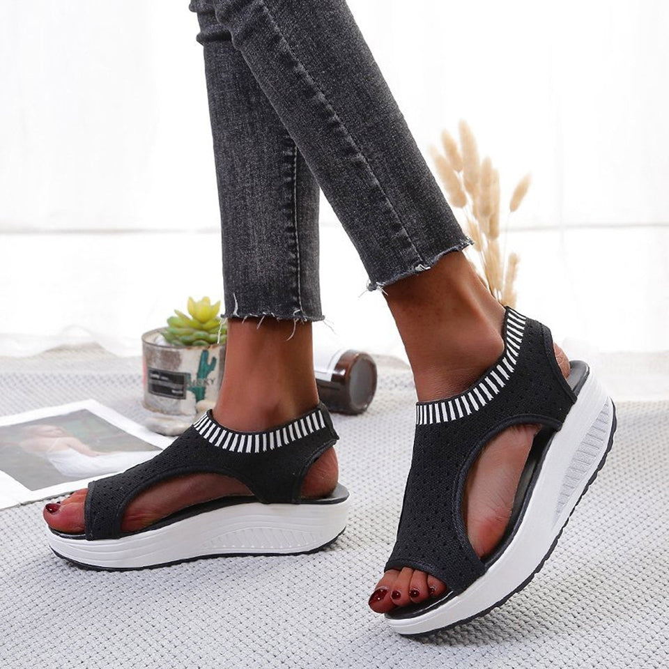 Sandales compensées femme respirantes – sandales de marche sport mesh
