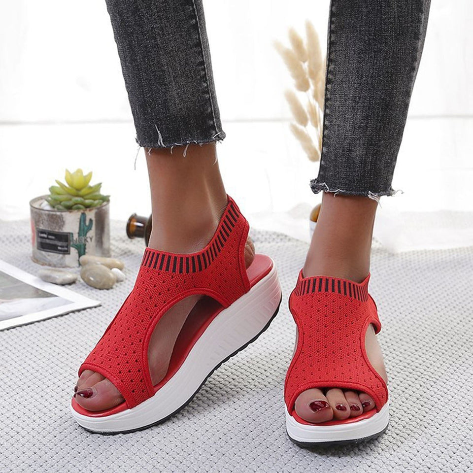 Sandales compensées femme respirantes – sandales de marche sport mesh