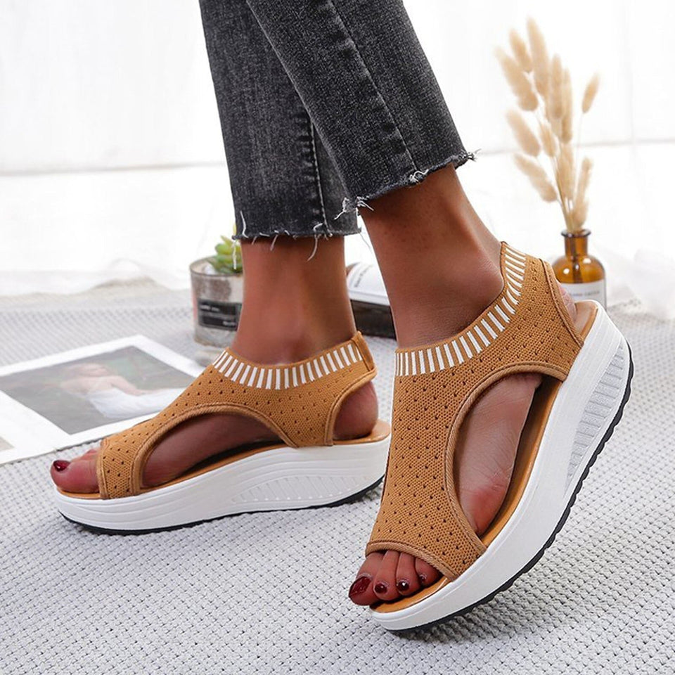 Sandales compensées femme respirantes – sandales de marche sport mesh