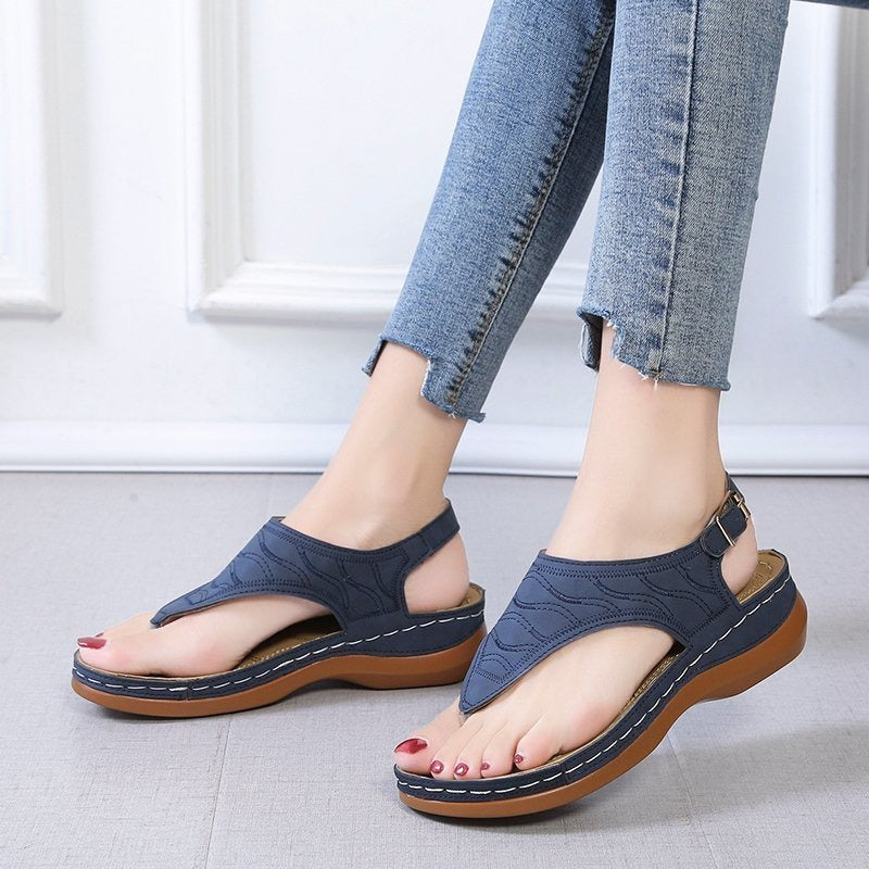 Sandales entre-doigts femme compensées – nu-pieds confort ajustables