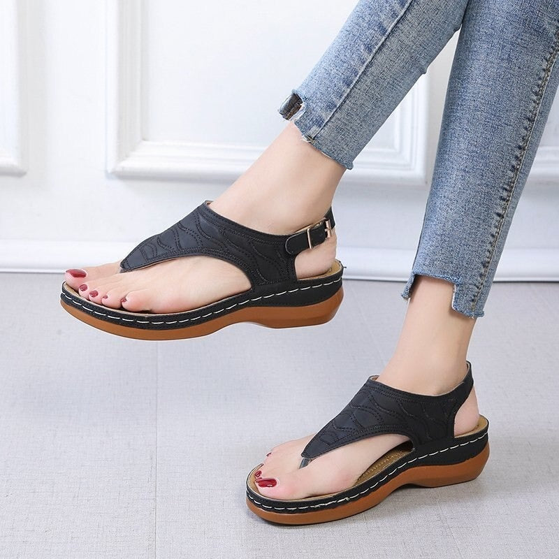 Sandales entre-doigts femme compensées – nu-pieds confort ajustables