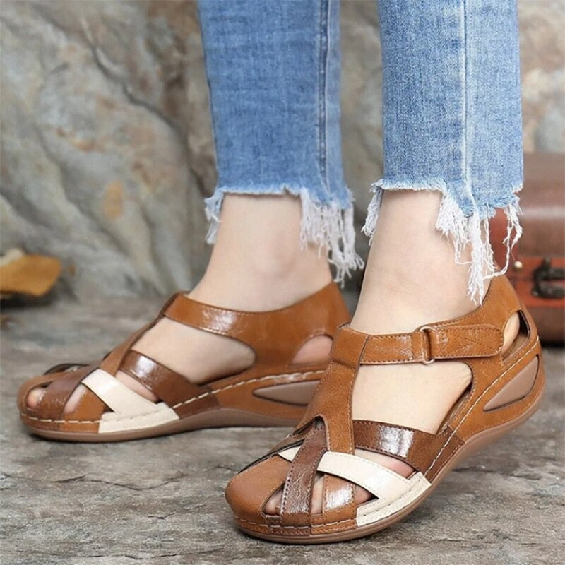 Sandale randonnée femme lanières tressées Evalinne - coloris marron
