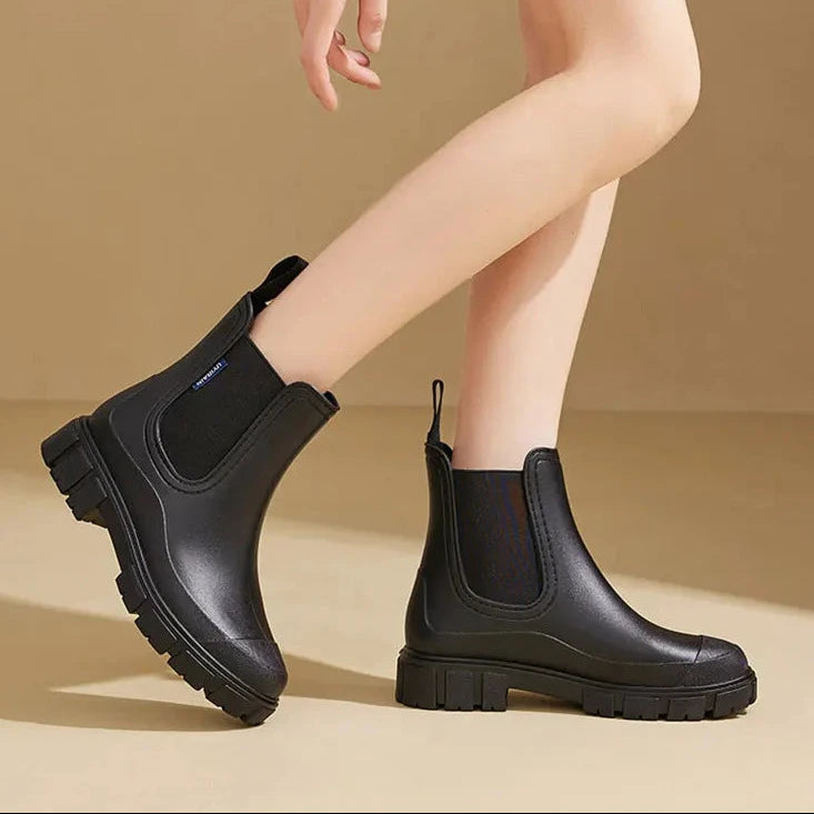 Bottes de Pluie Femme Imperméables Mi-Mollet à Semelle Antidérapante