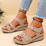 Sandales Femme Compensées à Velcro Confort
