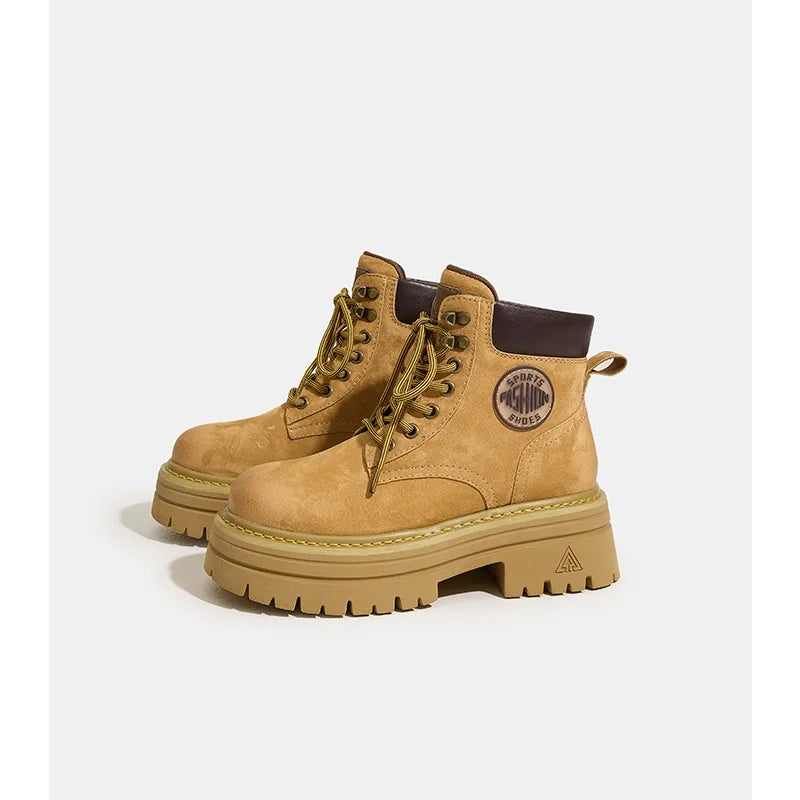 Bottes Femme en Cuir Mi-Mollet à Semelle Épaisse