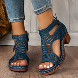Sandales à Talon Bloc et Bout Ouvert pour Femme - Bride Cheville à Boucle