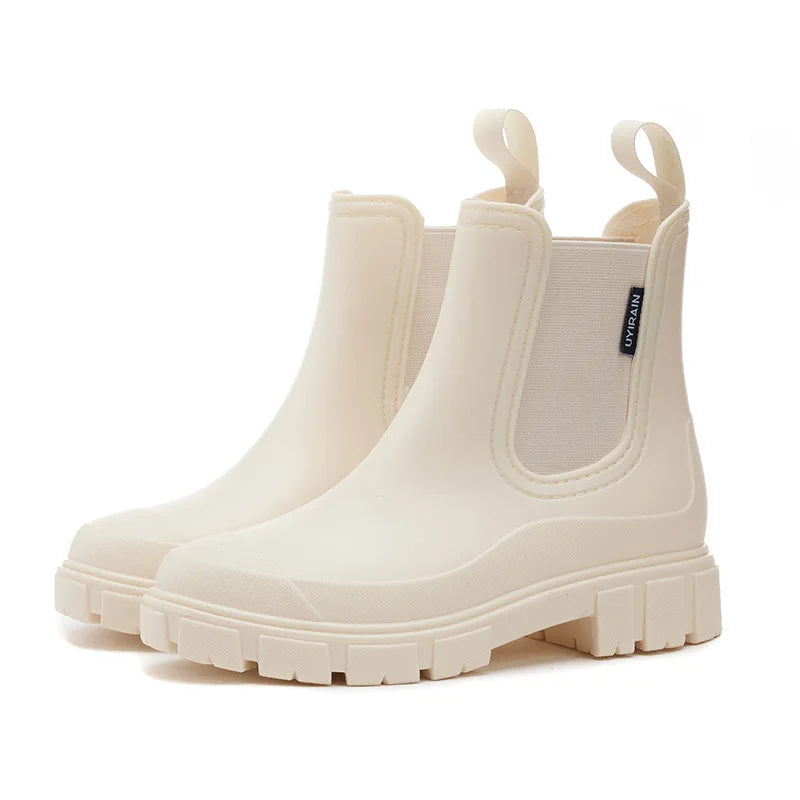 Bottes de Pluie Femme Imperméables Mi-Mollet à Semelle Antidérapante
