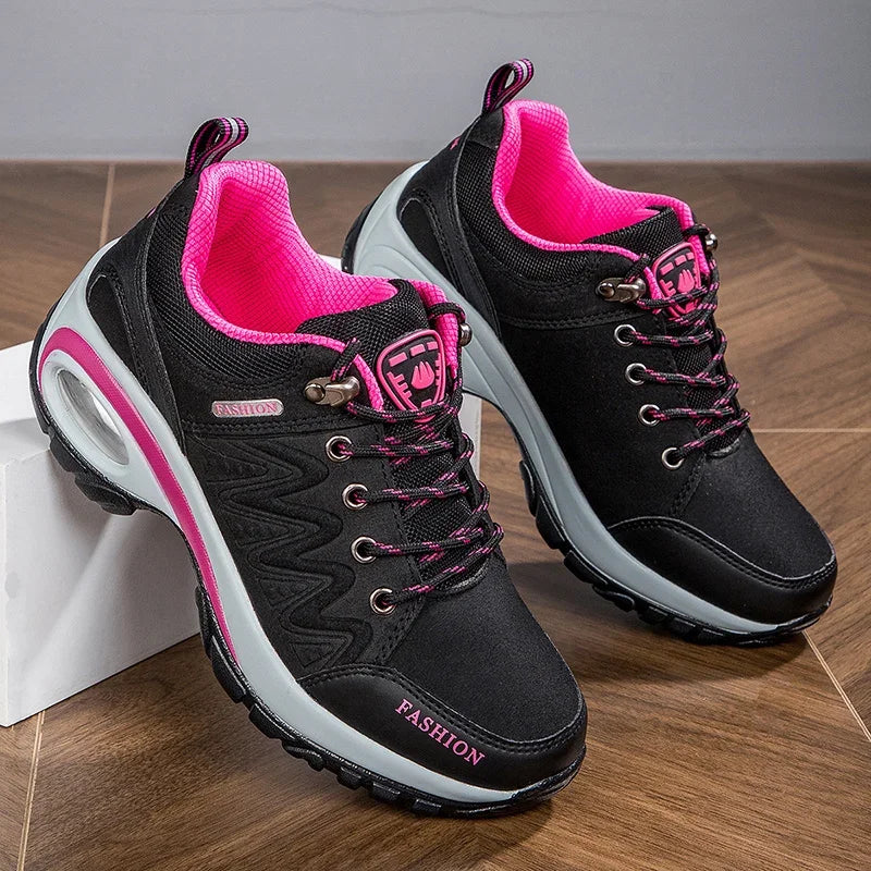 Baskets Femme en Cuir Imperméables à Plateforme – Chaussures de Marche Antidérapantes