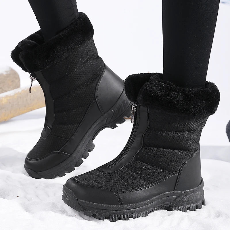 Bottes de Neige Femme Fourrées Chaudes Antidérapantes