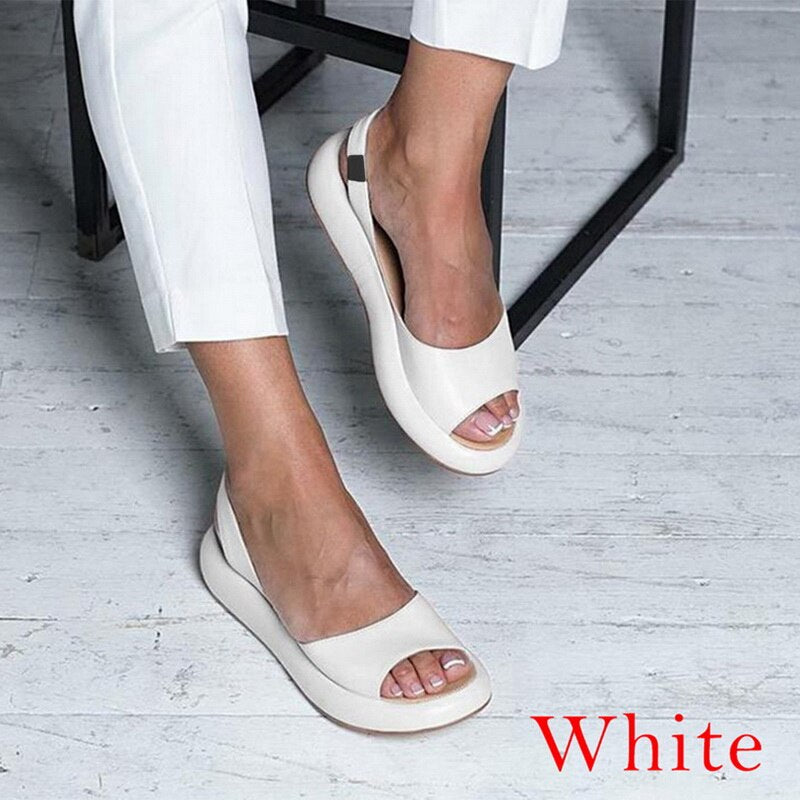 Sandales femme confort été – sandales plates ouvertes à enfiler