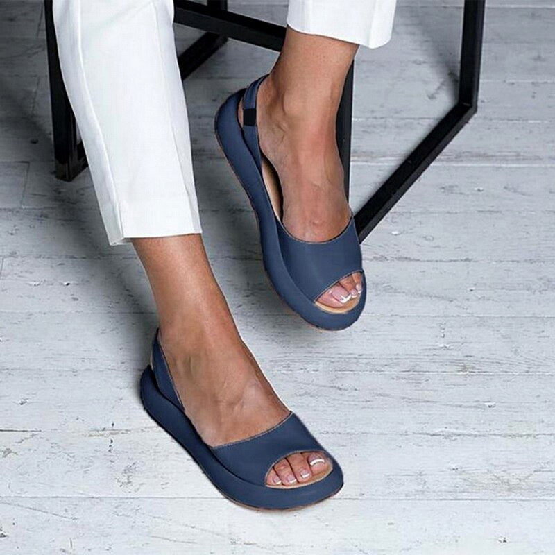 Sandales femme confort été – sandales plates ouvertes à enfiler