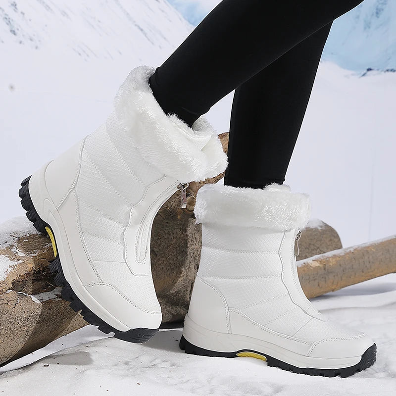 Bottes de Neige Femme Fourrées Chaudes Antidérapantes