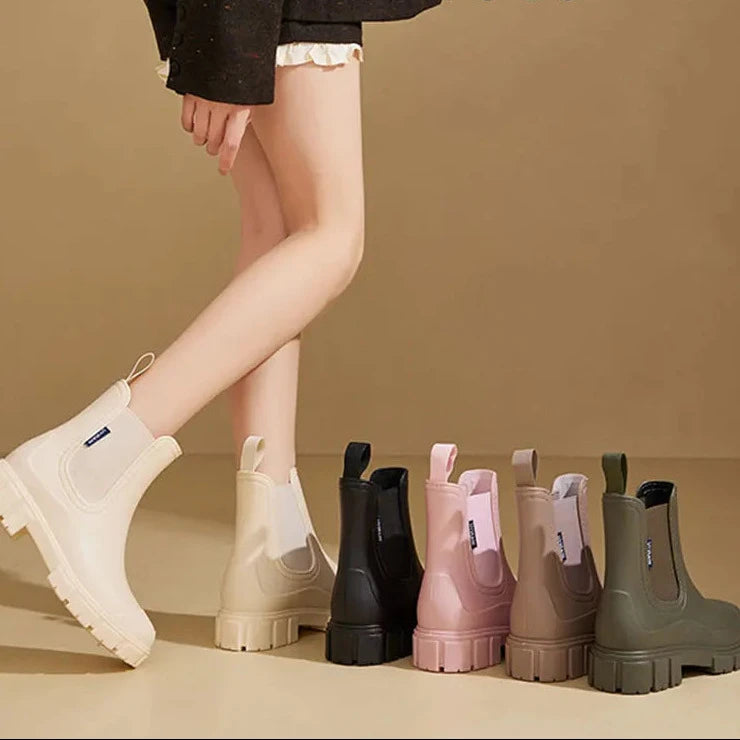 Bottes de Pluie Femme Imperméables Mi-Mollet à Semelle Antidérapante