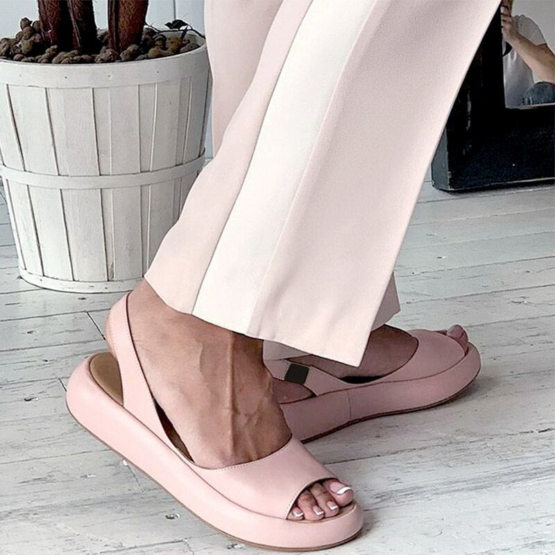 Sandales femme confort été – sandales plates ouvertes à enfiler