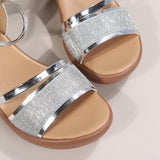 Sandales à talon bloc femme – sandales dorées à brides cheville pour soirée