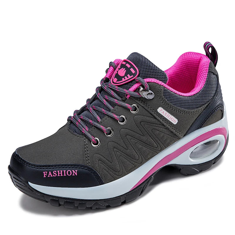 Baskets Femme en Cuir Imperméables à Plateforme – Chaussures de Marche Antidérapantes