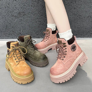 Bottes Femme en Cuir Mi-Mollet à Semelle Épaisse