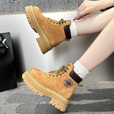 Bottes Femme en Cuir Mi-Mollet à Semelle Épaisse