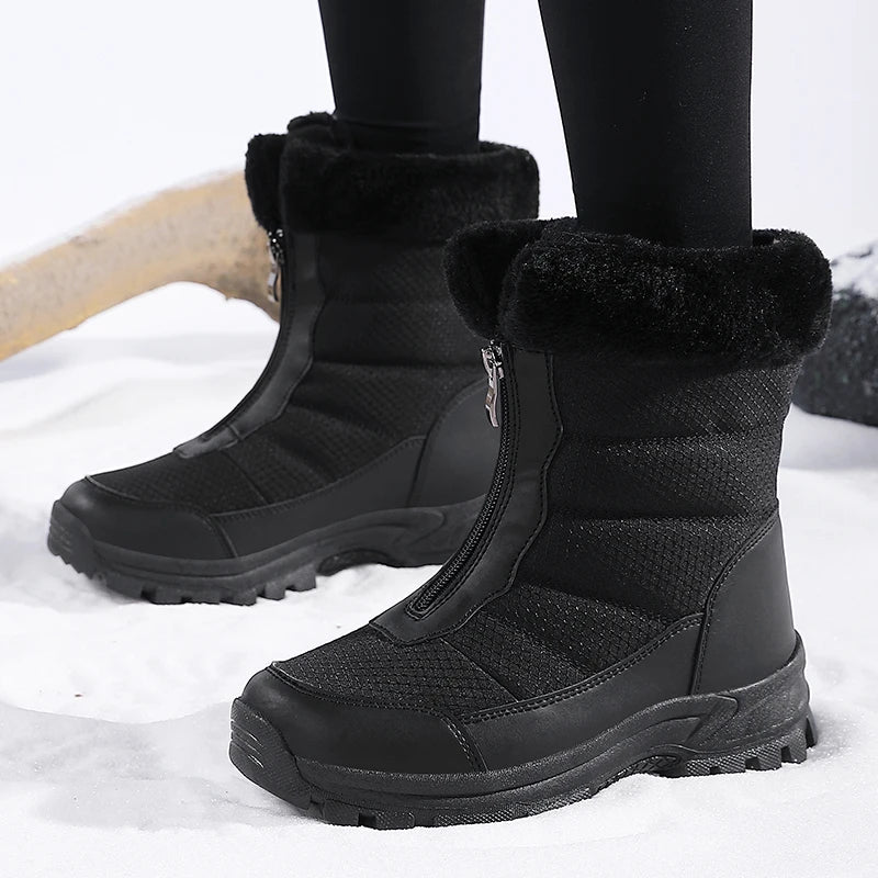 Bottes de Neige Femme Fourrées Chaudes Antidérapantes