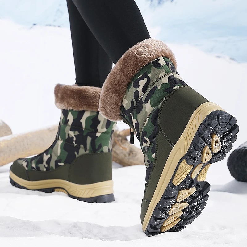 Bottes de Neige Femme Fourrées Chaudes Antidérapantes