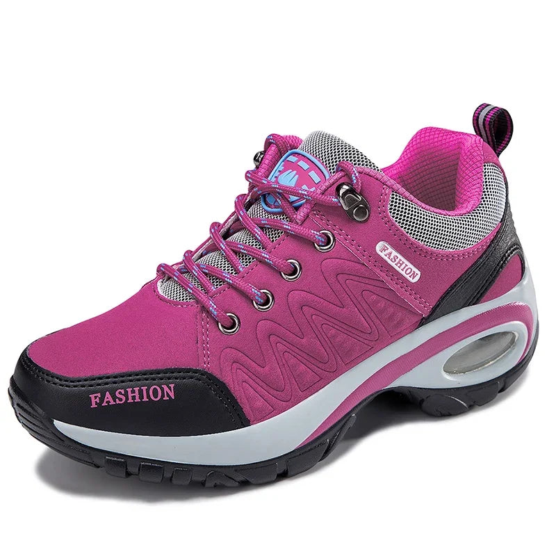 Baskets Femme en Cuir Imperméables à Plateforme – Chaussures de Marche Antidérapantes