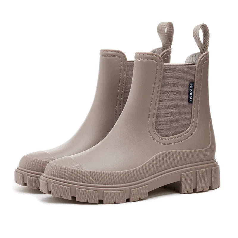 Bottes de Pluie Femme Imperméables Mi-Mollet à Semelle Antidérapante