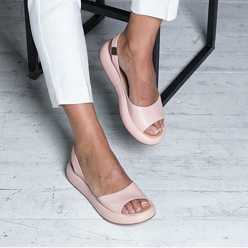 Sandales femme confort été – sandales plates ouvertes à enfiler