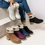 Bottines Hiver Femme Fourrées – Bottes Confortables à Revers Peluche
